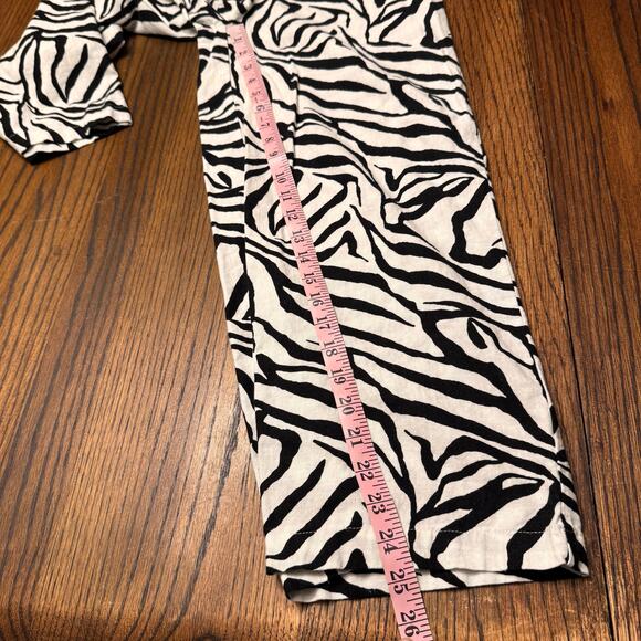 Rachel Zoe Zebra Print Wide Leg Pull On Pants Linen Blend Women's Size M Boho - Picture 9 of 9
